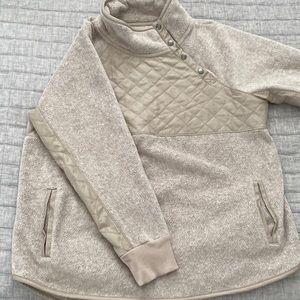 Abercrombie & Fitch high collar quarter button oversized faux leather and fleece